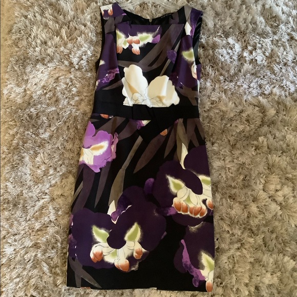 Elie Tahari Floral-Print Satin Silk Sleeveless Sheath Dress Size 4 - Picture 1 of 10